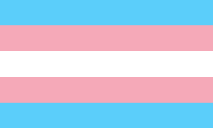 A rectangular flag with five equal-width horizontal stripes: blue, pink, white, pink, blue